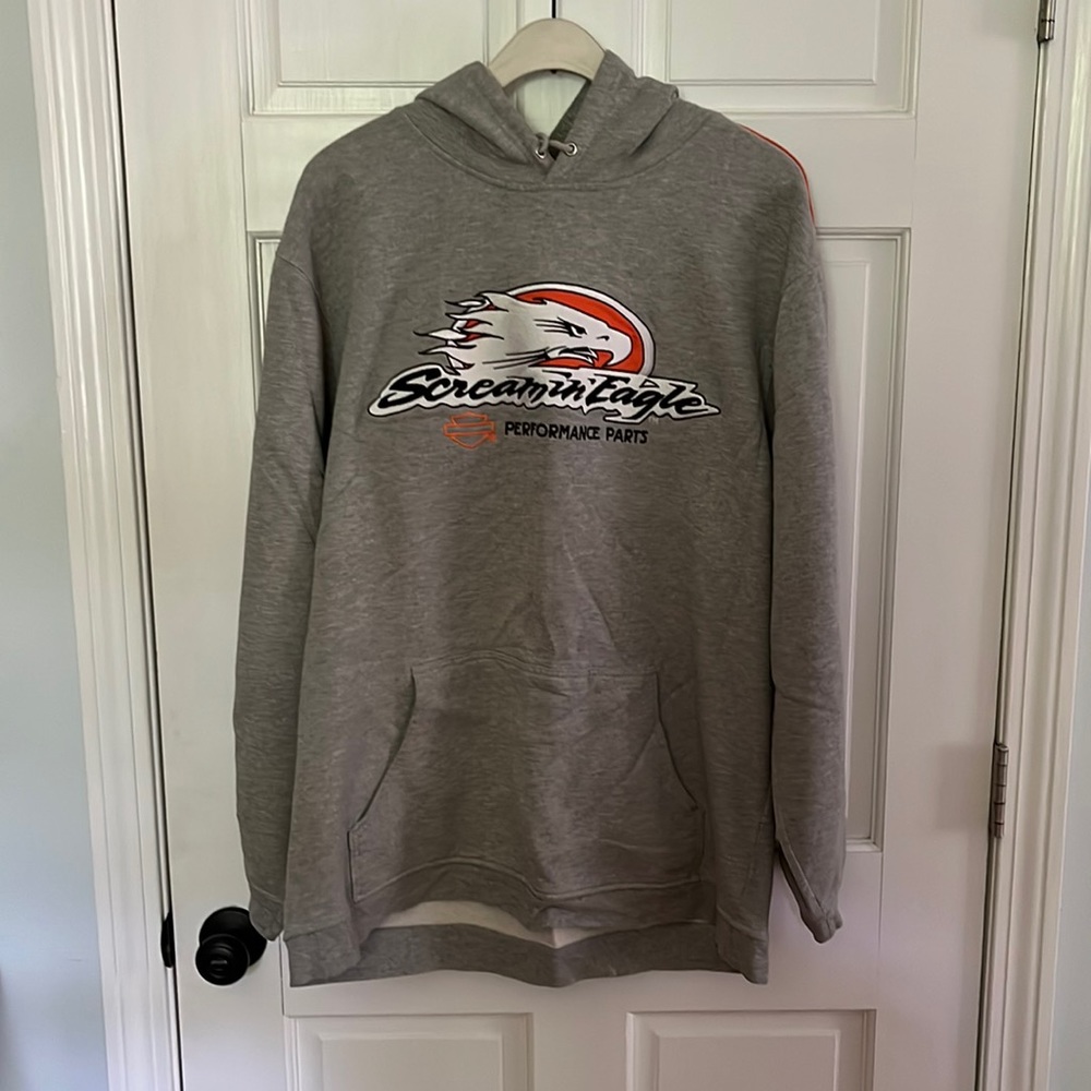 Harley Davidson 2XL Hoodie Gray Srceamin Eagle